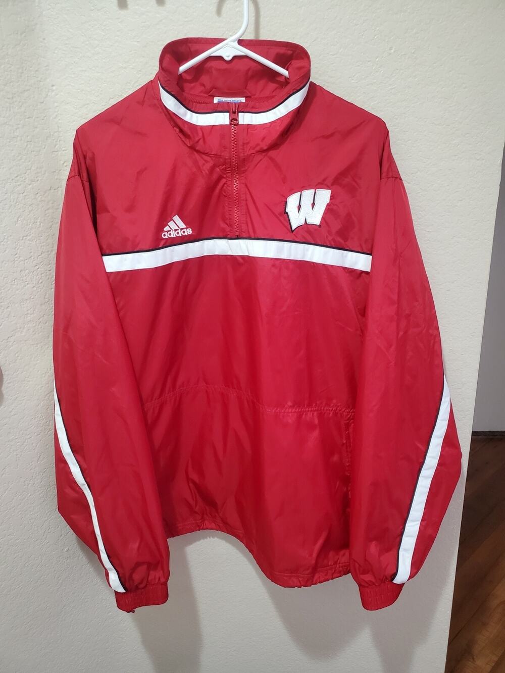 Adidas Men's Medium Wisconsin Badgers Pullover Windbreaker Jacket Vintage